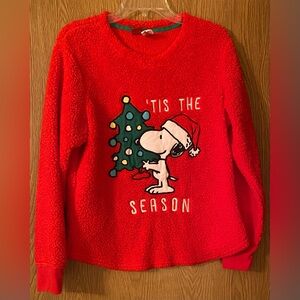 Peanuts Snoopy fleece top ‘‘tis the season’ Size Large